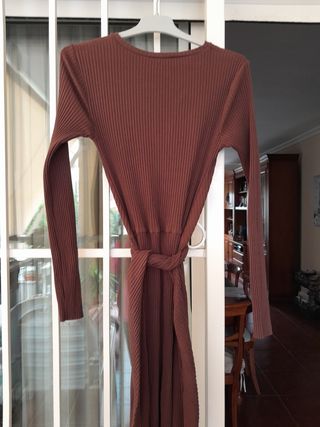 Vestido largo de punto marrón