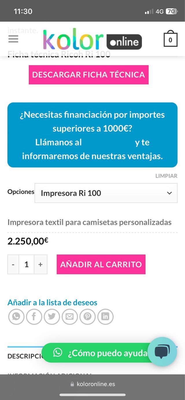 Impresoras Ricoh Ri 100 2 unidades 2x1