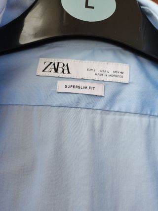 Camisa Elástica azul clara Zara hombre