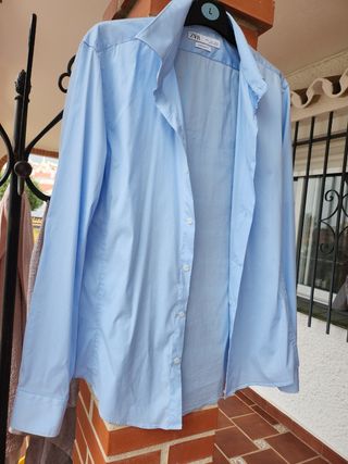 Camisa Elástica azul clara Zara hombre