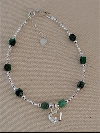 Pulsera, plata ley y esmeralda 