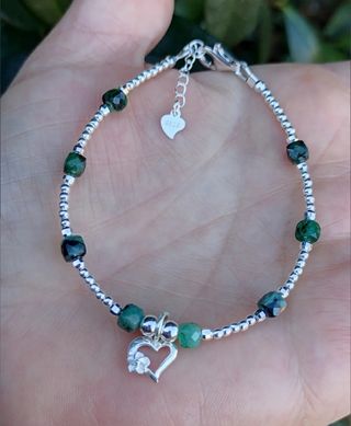 Pulsera, plata ley y esmeralda 