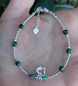 Pulsera, plata ley y esmeralda 