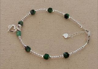 Pulsera, plata ley y esmeralda 