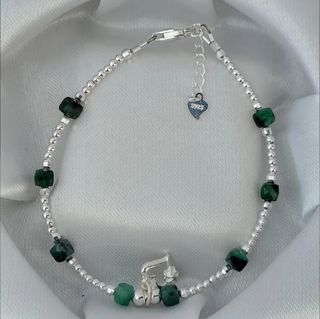 Pulsera, plata ley y esmeralda 