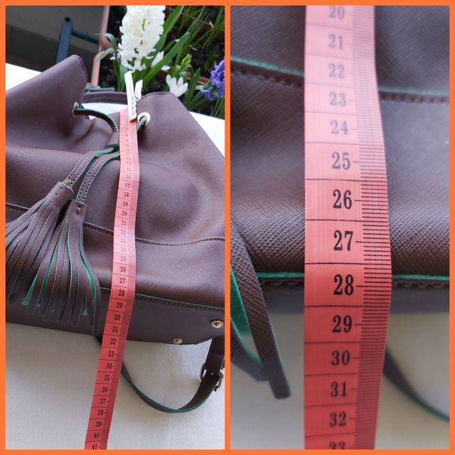 Borsa a secchiello marrone e verde