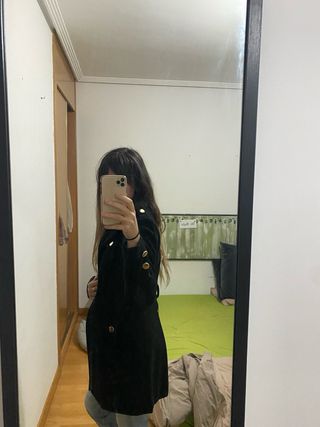 Abrigo paño negro estilo militar