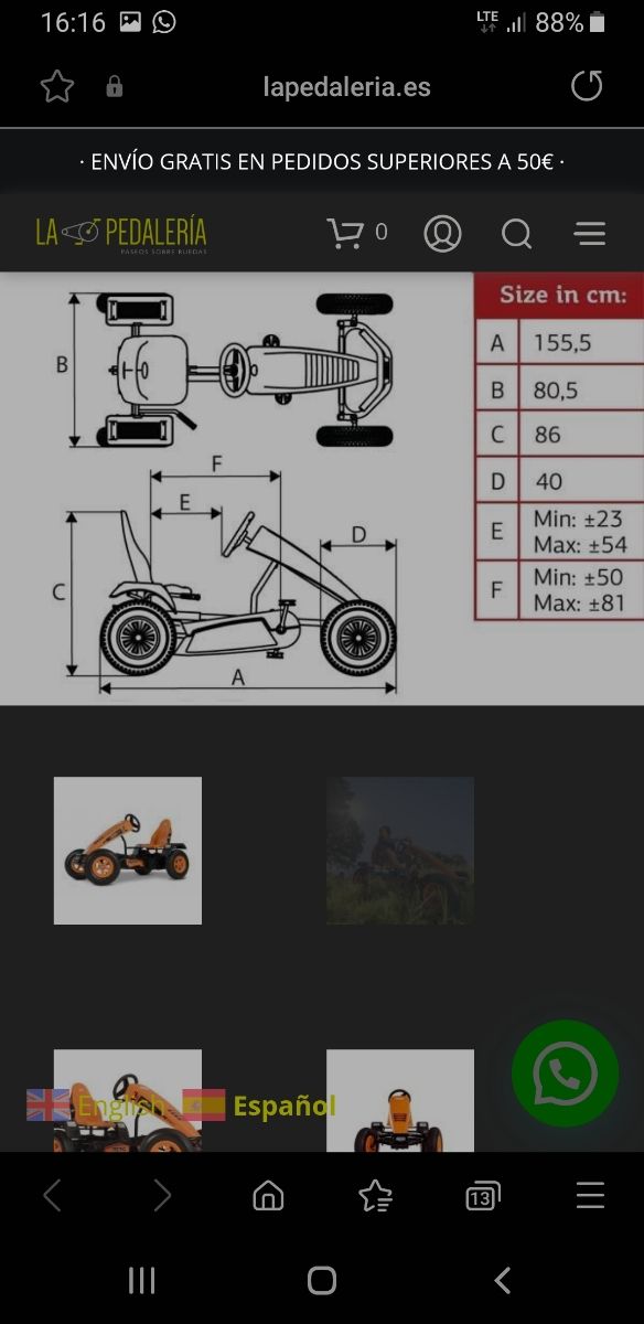Kart de pedales Berg X, cross BFR-33