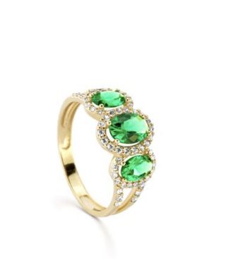 Anillo Oro Macizo Piedras Verdes