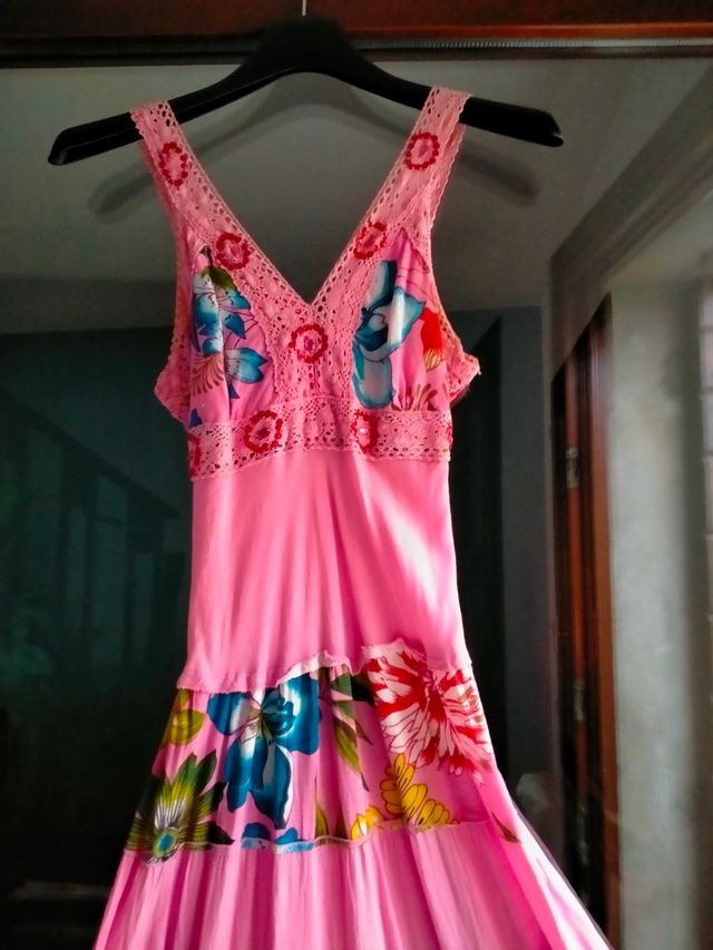 Vestito donna ragazza lungo rosa