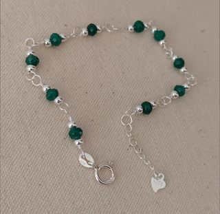 Pulsera, plata ley y jade verde 