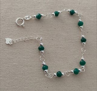 Pulsera, plata ley y jade verde 