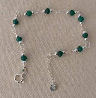 Pulsera, plata ley y jade verde 