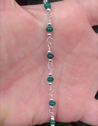 Pulsera, plata ley y jade verde 