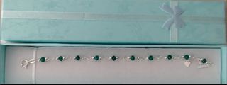 Pulsera, plata ley y jade verde 