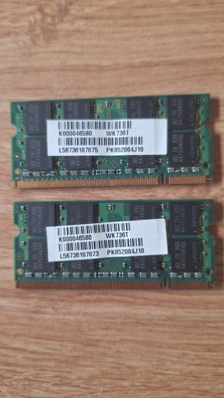 Memorias Samsung para portátil 2gb ( 2 x 1gb)