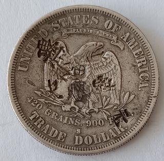 MONEDA EE.UU TRADE DOLLAR PLATA 1878 RESELLOS!!