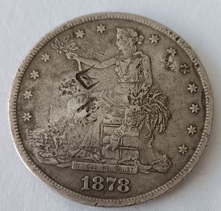 MONEDA EE.UU TRADE DOLLAR PLATA 1878 RESELLOS!!