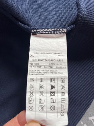 Sudadera Benetton niño talla XL, azul marino