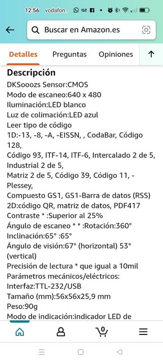 Módulo lector de códigos de barras