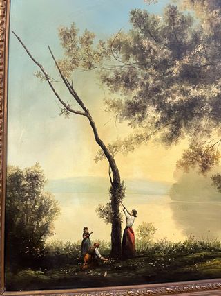 Pintura costumbrista sobre óleo.