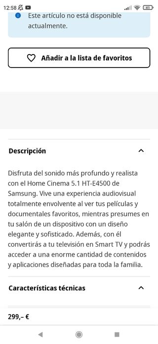 Home Cinema Samsung 5.1 1000W
