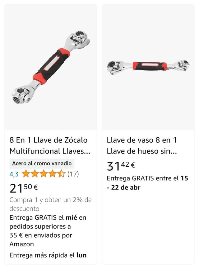🛞🔧 Llave con doble cabeza con rotación 360°