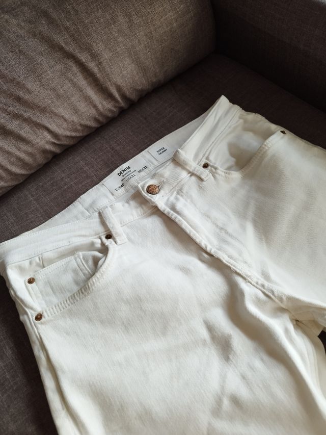 Pantalones Vaqueros Bershka Blancos