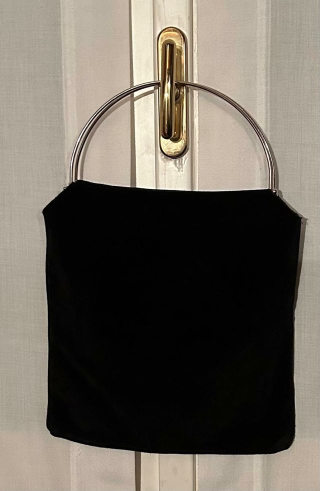 Borsa scamosciata nera vera pelle