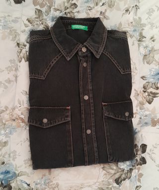 Benetton camicia jeans nero