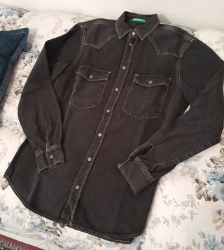 Benetton camicia jeans nero