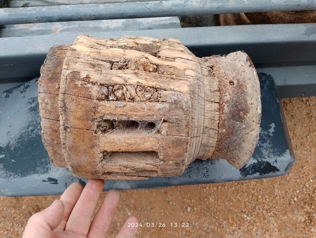 Antigua masa de rueda de carro