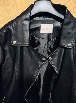 Cazadora oversize biker símil piel