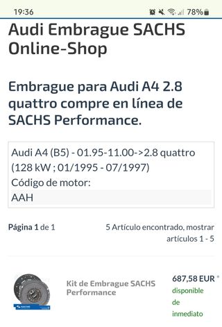 Embrague reforzado Audi  o volkswagen V6