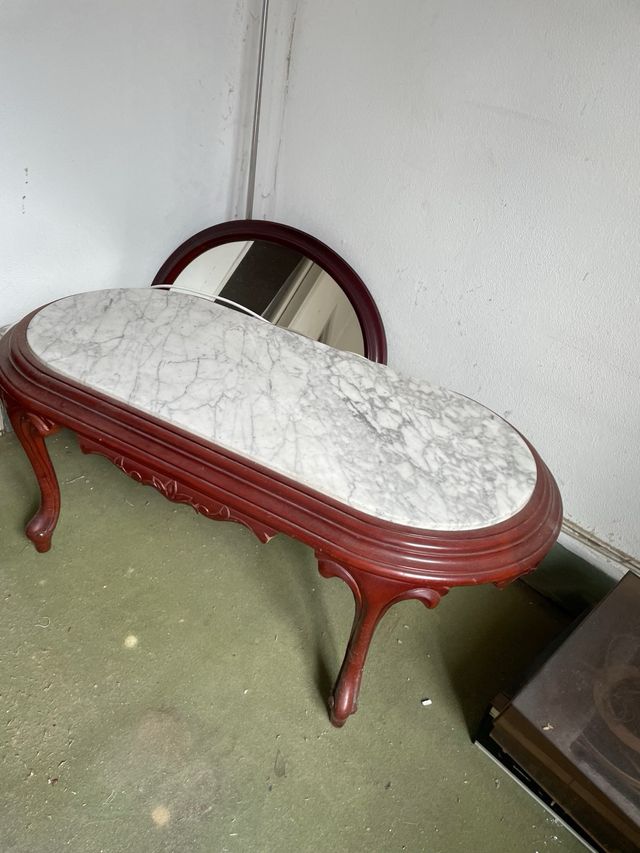 Mesa centro vintage marmol madera