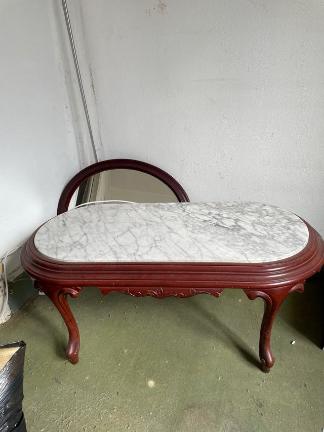 Mesa centro vintage marmol madera