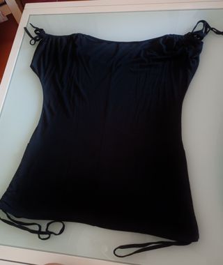 Maglia blusa nera in viscosa con stampa