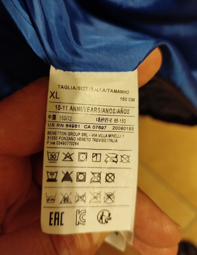 Piumino bambino Benetton 10-11 anni