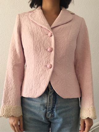 Chaqueta de traje Blazer rosa palo Vintage T40