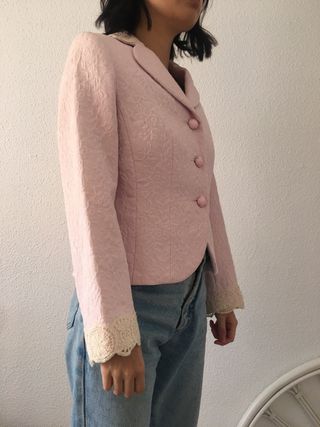 Chaqueta de traje Blazer rosa palo Vintage T40