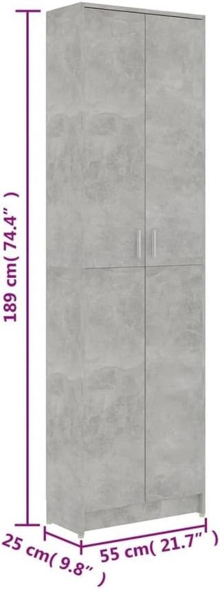 Armadio Corridoio Grigio Cemento 55x25x189 cm