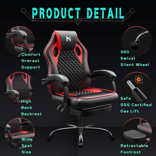 Sedia da Gaming Ergonomica  Nero e Rosso