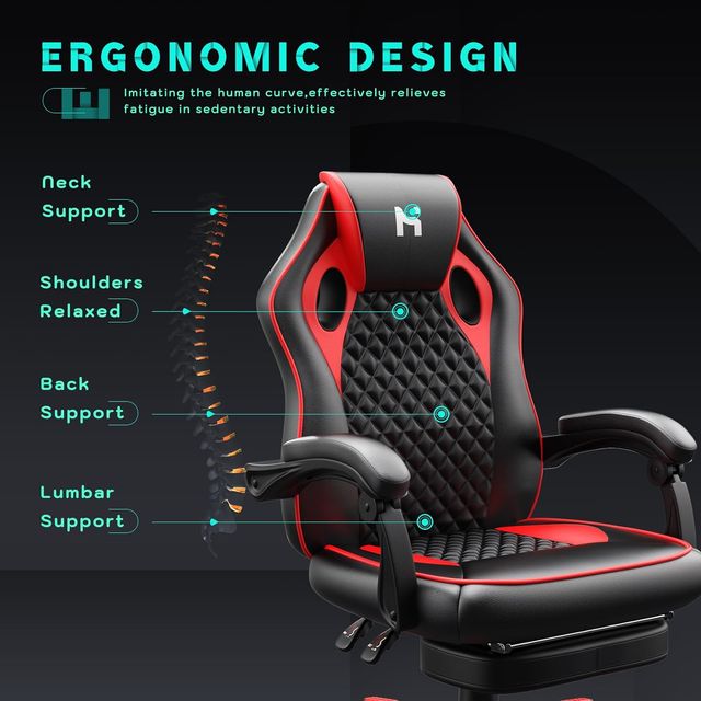 Sedia da Gaming Ergonomica  Nero e Rosso