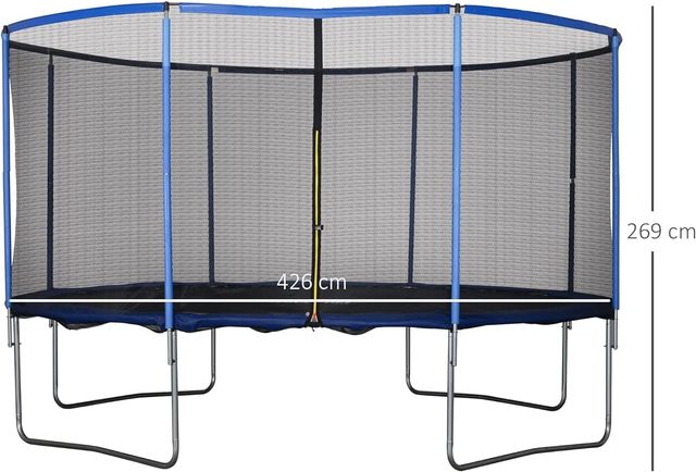 Trampolino elastico con rete di sicurezza, per int