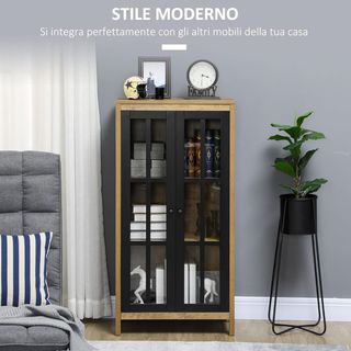 Credenza Moderna a 2 Ante in Vetro e legno