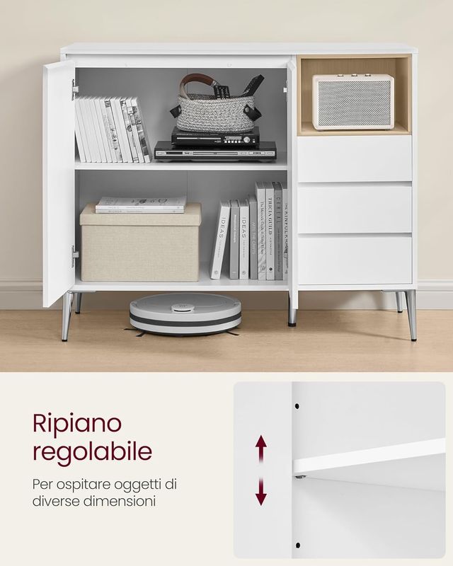 Mobiletto, Credenza, con Ante e Ripiano Regolabili