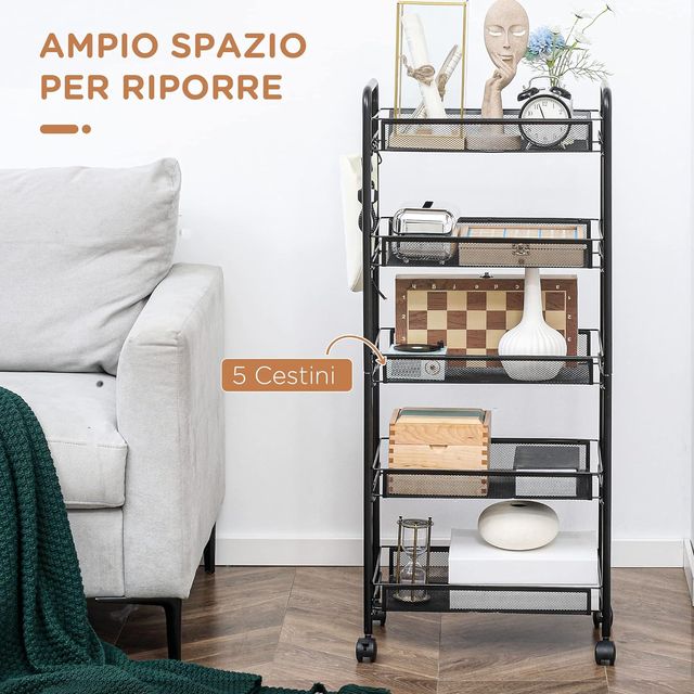 Carrello da Cucina Salvaspazio a 5 Livelli 