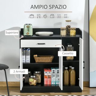 Mobiletto da Cucina Moderno in MDF con 2 Armadiett