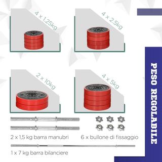 Set Bilanciere con Dischi Pesi 65kg Totali