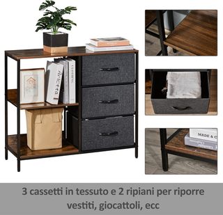 Mobile Cassettiera Multiuso con 3 Cassetti